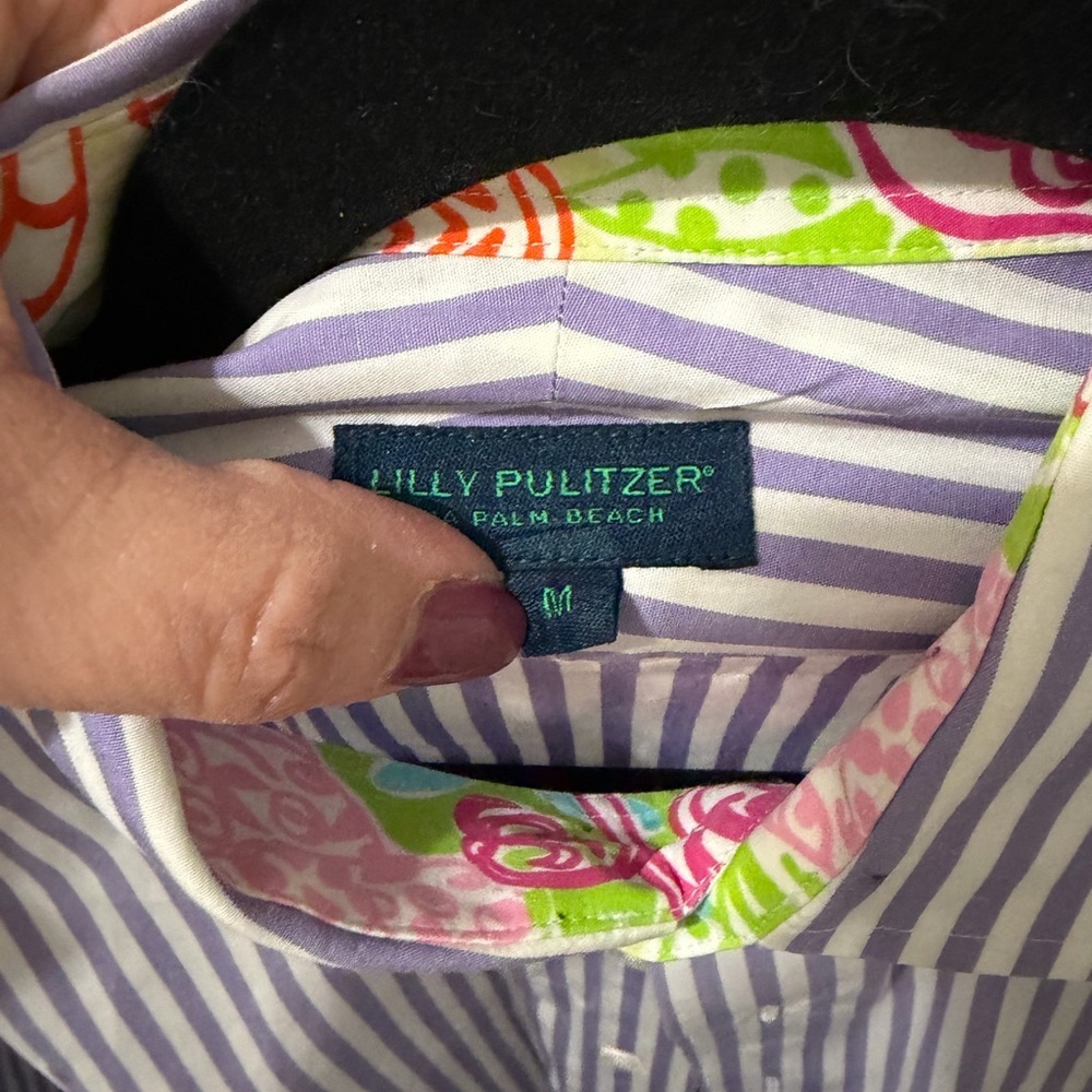 Lilly Pulitzer Men's Lavender Striped Dress Shirt